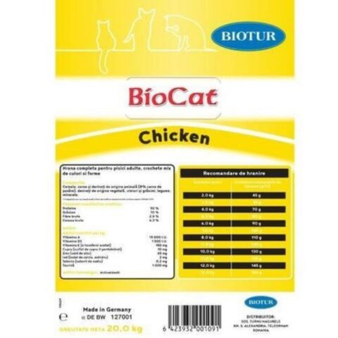 Hrana uscata pentru pisici Biocat Pui 20 kg