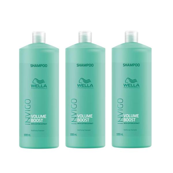 Pachet 3 x Sampon pentru Volum - Wella Professionals Invigo Volume Boost Bodifying Shampoo